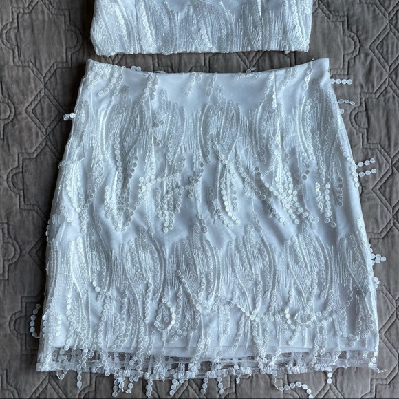 Lulus Dancing in a Dream White Fringe Lace-Up Two-Piece Mini Dress - Picture 14 of 16